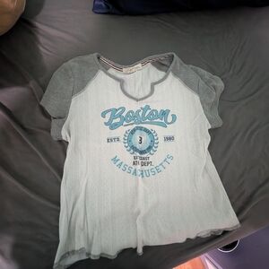 Rewind Gray and White Boston Graphic Tee